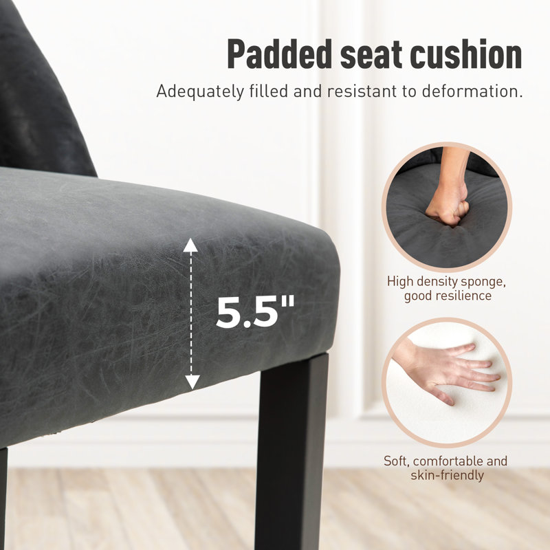Aaraf Upholstered Counter Stool with Solid Wood Frame, Black