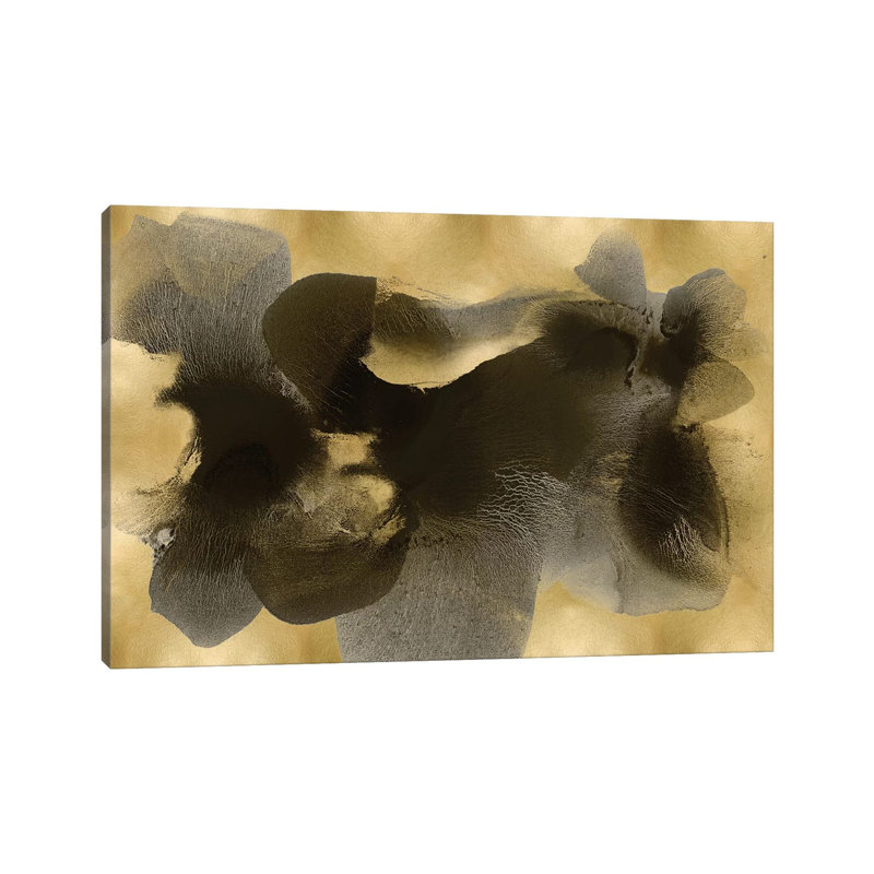 Black On Gold I by Hannah Carlson - Wrapped Canvas Painting, 20.32 cm H x 30.48 cm W