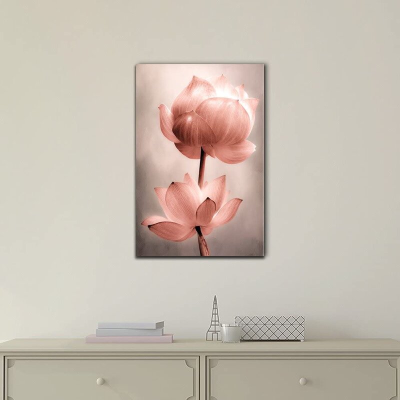 Romantic wall decor - Closeup Of Lotus Flower On Canvas Print