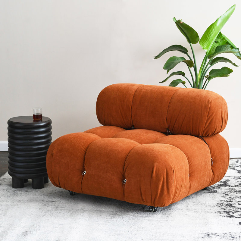 Mimosa Upholstered Slipper Chair, Terracotta Polyester