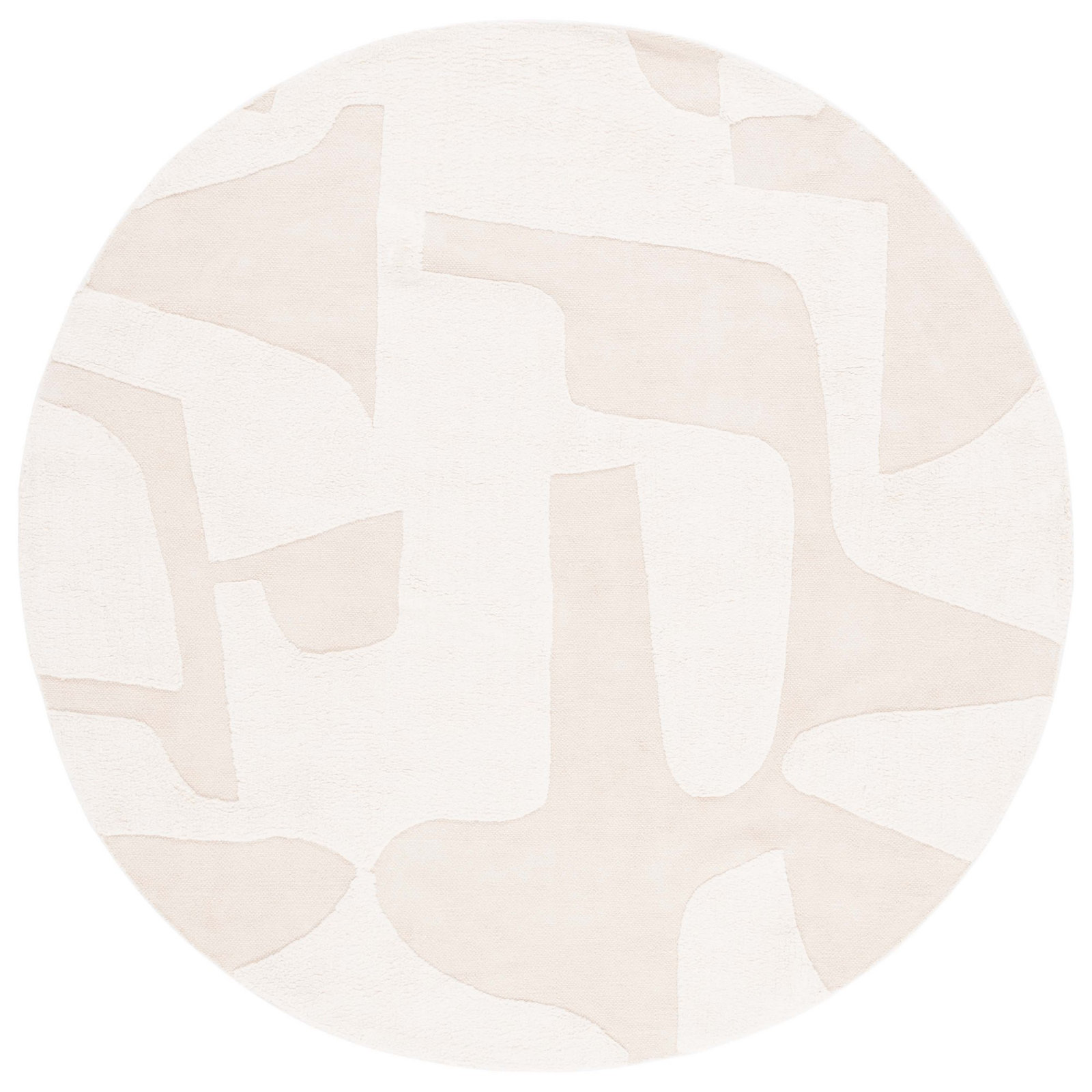 Sarya Ivory Hand-Woven Abstract Rug, Round 4'