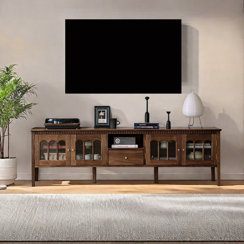 Meuble télé rétro en noyer noir, 70.86"