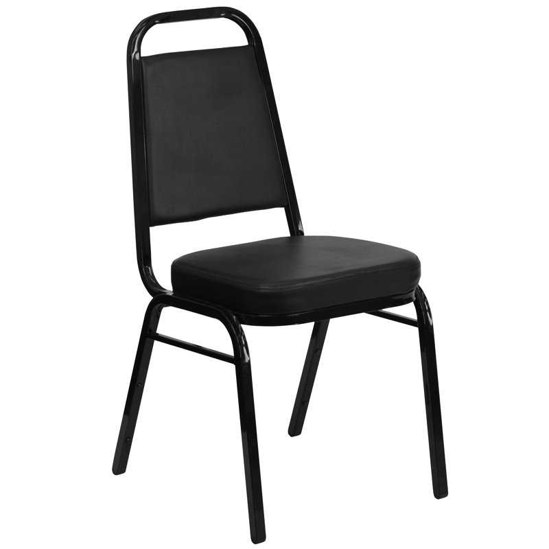 Hercules Series 20.25" Armless Stacking Banquet Chair in Black Vinyl