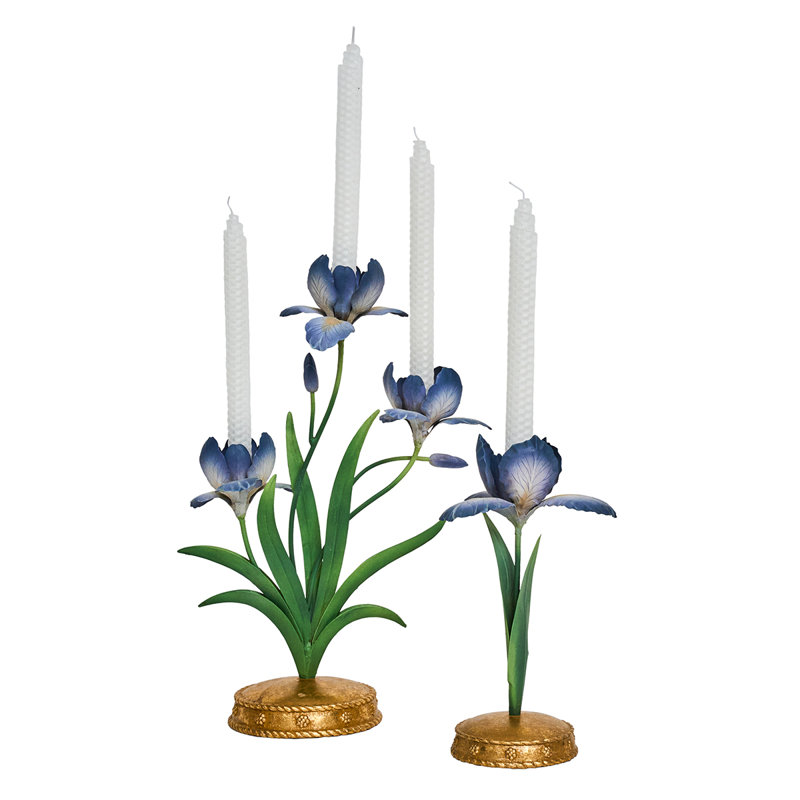 Meadow Walk Iris 14" Centerpiece Candelabra - Chambray