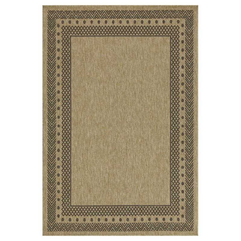 Jute And Black Indoor/Outdoor Area Rug - 5 Ft. 3 In. X 7 Ft. 3 In., Rectangle 5'3" x 7'3"