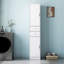 Armoire de rangement pour salle de bain de 70,87 po de hauteur avec 2 portes et 2 tiroirs, unité de rangement étroite, tablettes réglables, armoire de plancher pour salle de bain, salon, entrée, cuisine, blanc