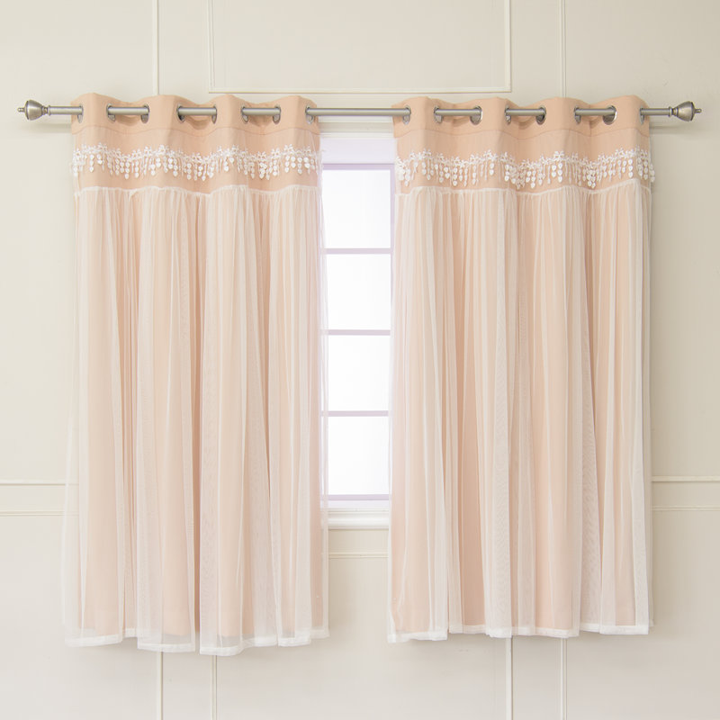 Loar Room Darkening Thermal Curtain Panels, Indiepink, 52" W x 63" L
