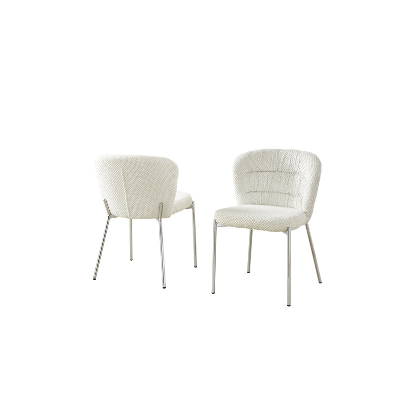 Chaises d'appoint moelleuses uniques avec pieds plaqués, Chrome, Crème, crème