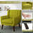 Davey Upholstered Green Linen Blend Tufted Wide Back Armchair with Solid Wood Leg-1921251226