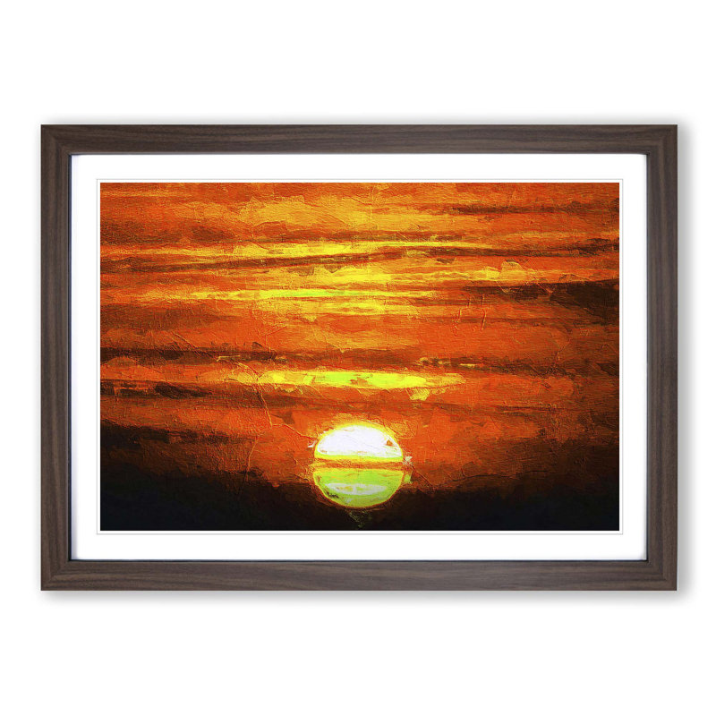 Orange Sunset - Picture Frame Painting Print, Walnut Framed, 36cm H x 48cm W x 2cm D