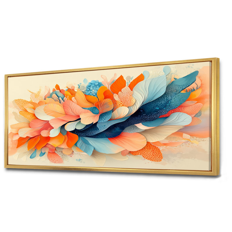 Witten Ferms Dream Botanicals Pastel Fragments I - abstrait botaniques, art mural sur toile, H 28 po x l 60 po, Doré