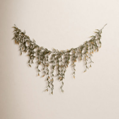 2" Artificial Golden Weeping Cypress Garland, Green-Gold