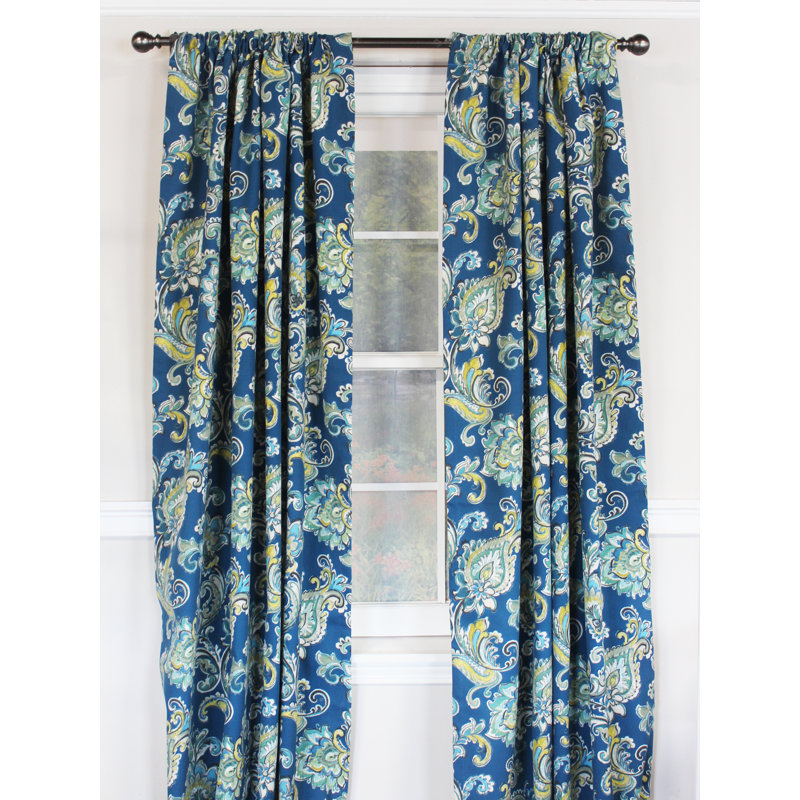 Cotton Blend Room Darkening Curtain Pair, Pacific Blue, 50" W x 84" L