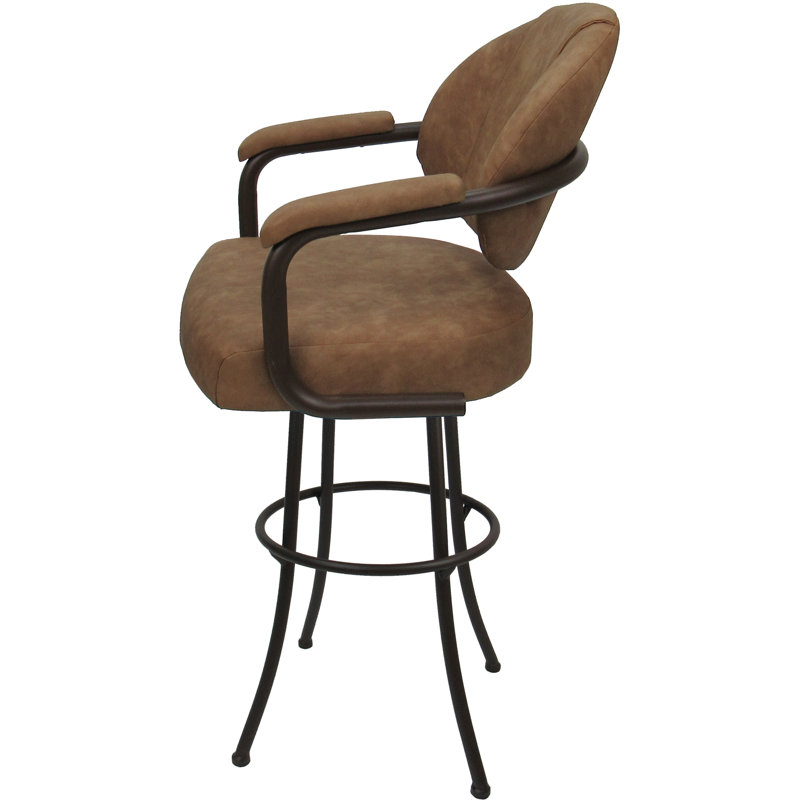 Tabouret de comptoir pivotant rembourré avec structure en métal Gurtejveer, Brun