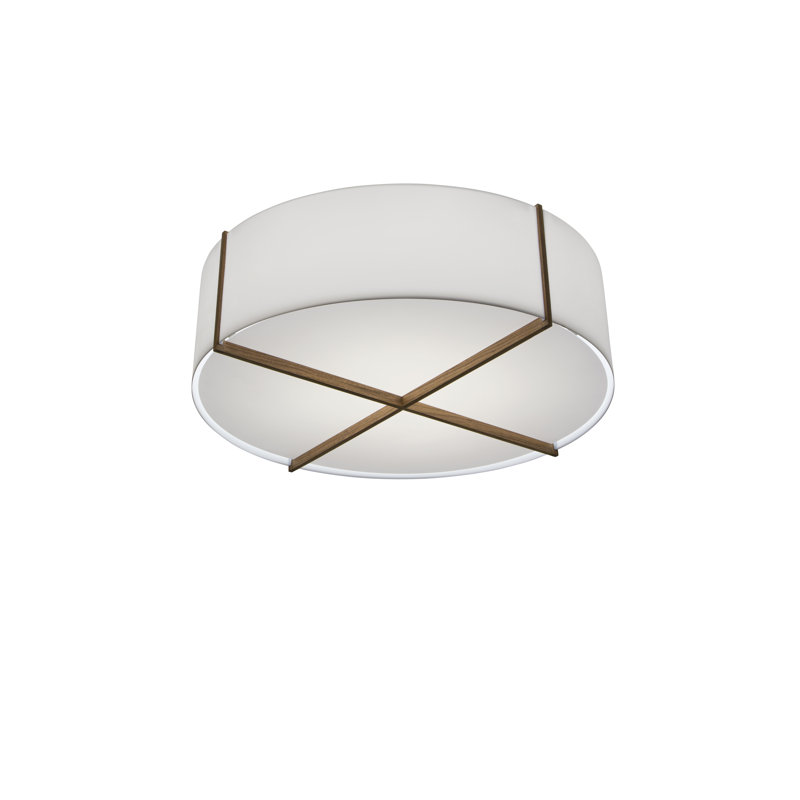 Plura 1 - Light LED Flush Mount, 6.38" H x 18" W x 18" D, 2700K, Walnut/Frosted Polymer