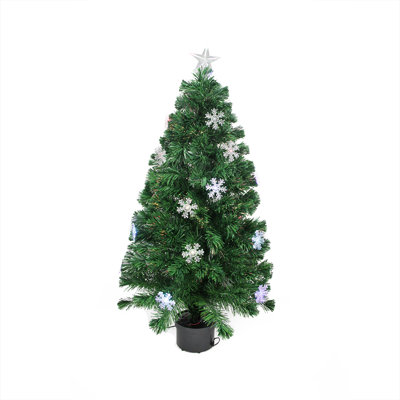 3' Pre-Lit Color Changing Fiber Optic Artificial Christmas Tree with Snowflakes - Multi Color Lights