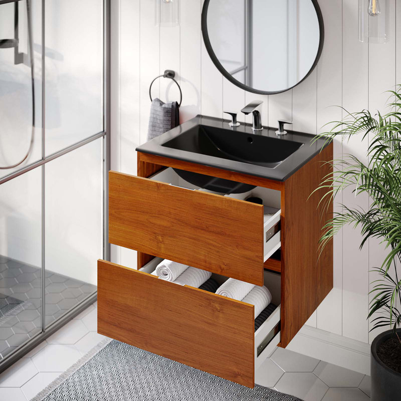Meuble-lavabo mural 24 po Modway Scenic, Noir