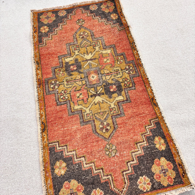 Tapis en laine rétro Vintage 20,9 x 41,3 po