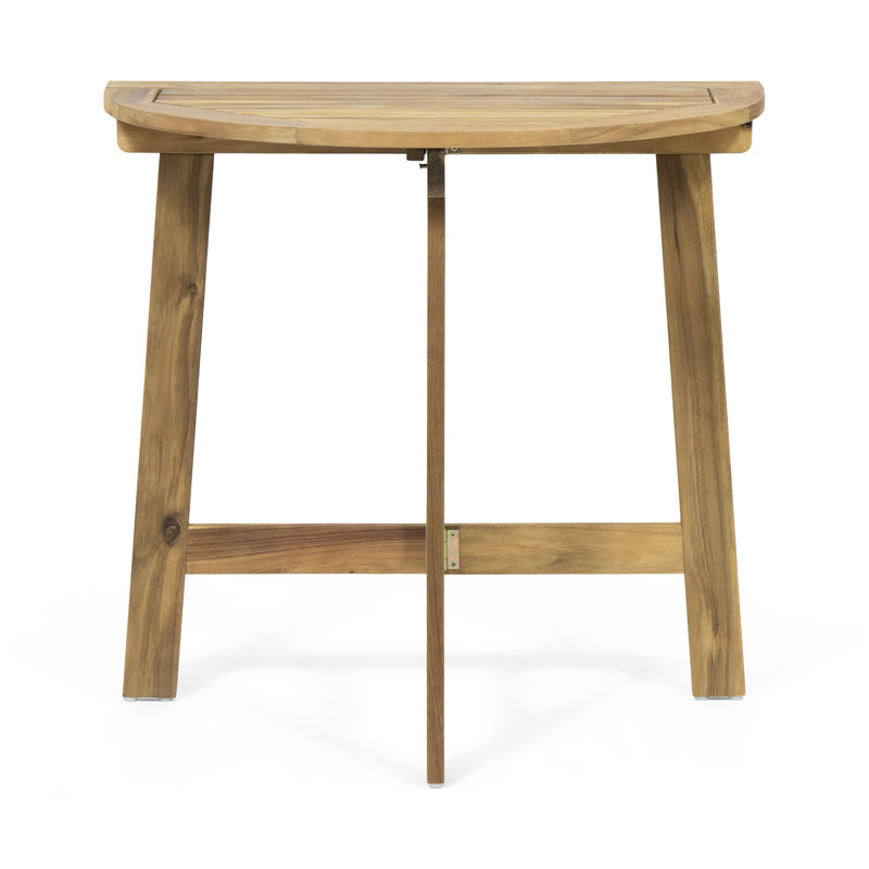 Natural Wood Bistro Table, Foldable For Effortless Storage Half-Round Design, Functionality