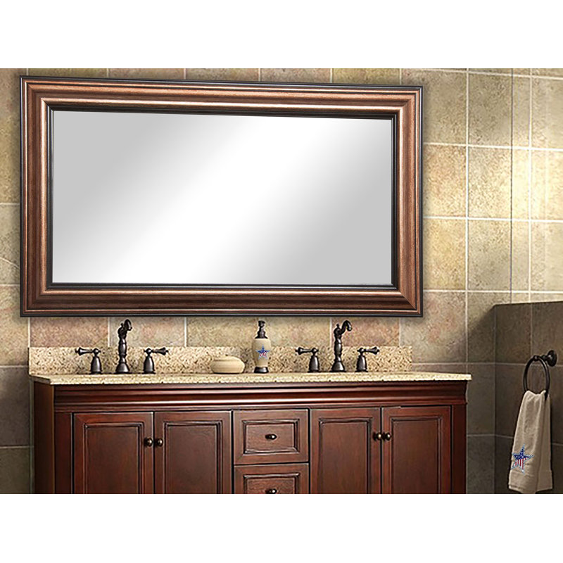 Miroir de salle de bain Carmenlita, H 69,5 po x l 31,5 po po, Bronze / Noir