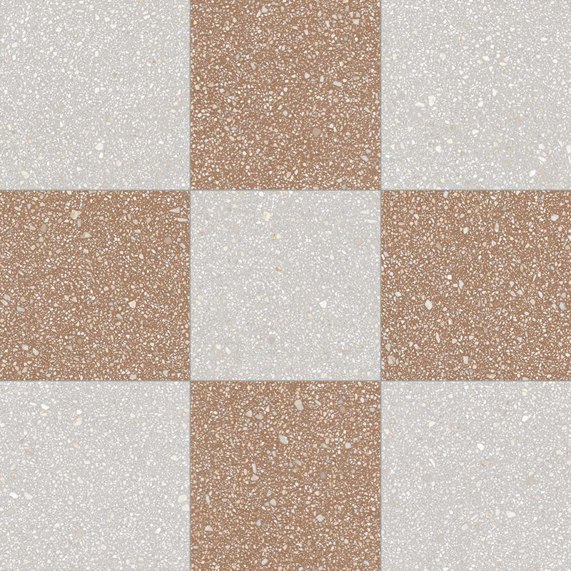 Lithos 12X12 Checkerboard Gris And Siena, Gris/Siena