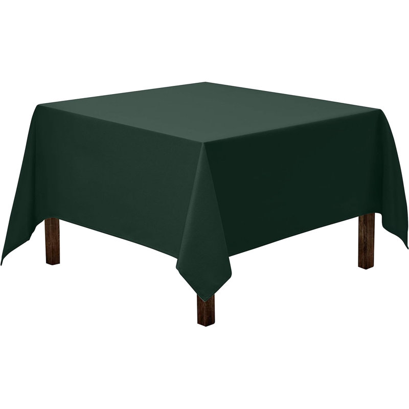 Amilliana Square No Pattern Polyester Tablecloth, 85" Square, Hunter Green