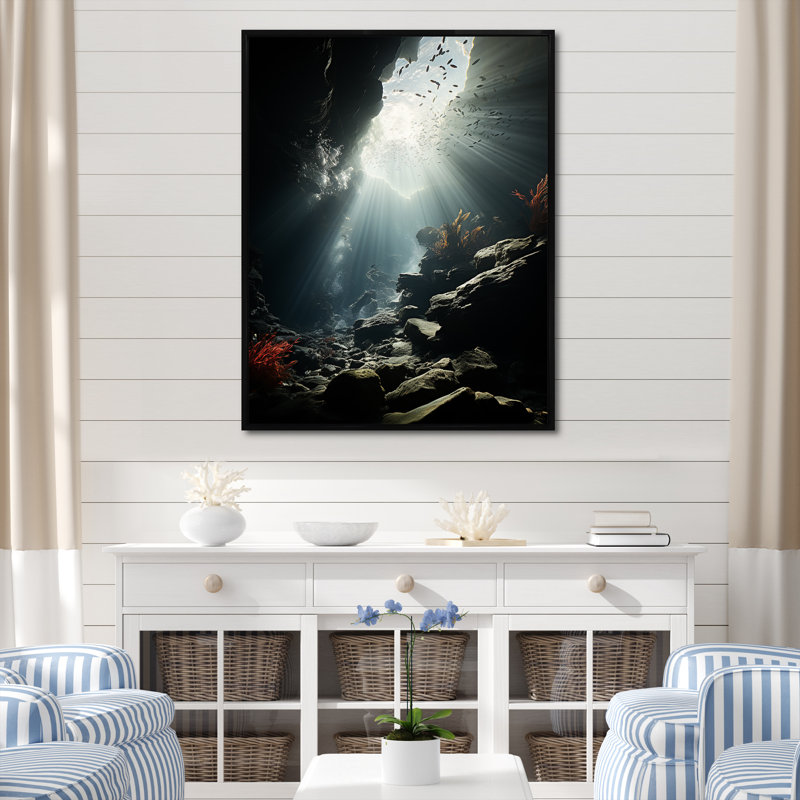 «The Enigmatic Of Deep Sea Scenery», reproduction d'art sur toile, H 32 po x l 24 po x P 1 po, Cadre flottant noir