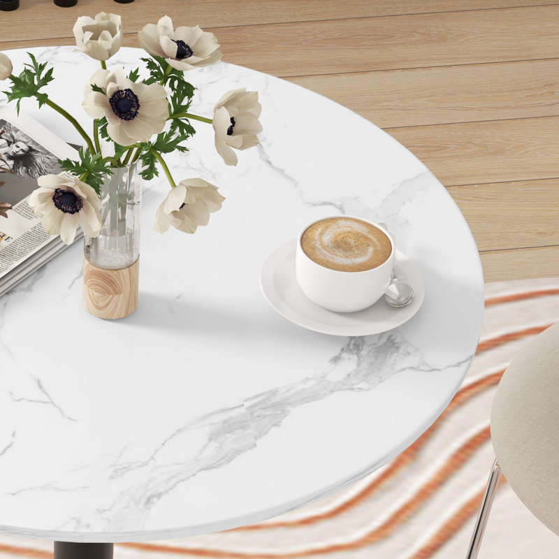 Table de salle à manger ronde avec base en acier, coussin antidérapant pour le salon