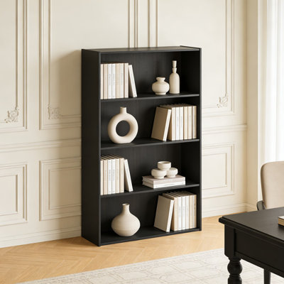 Bibliothèque à 4 niveaux avec tablettes ouvertes pour le salon, la chambre à coucher ou le bureau à domicile - Tablette de rangement peu encombrante pour les livres, les décorations et les articles essentiels