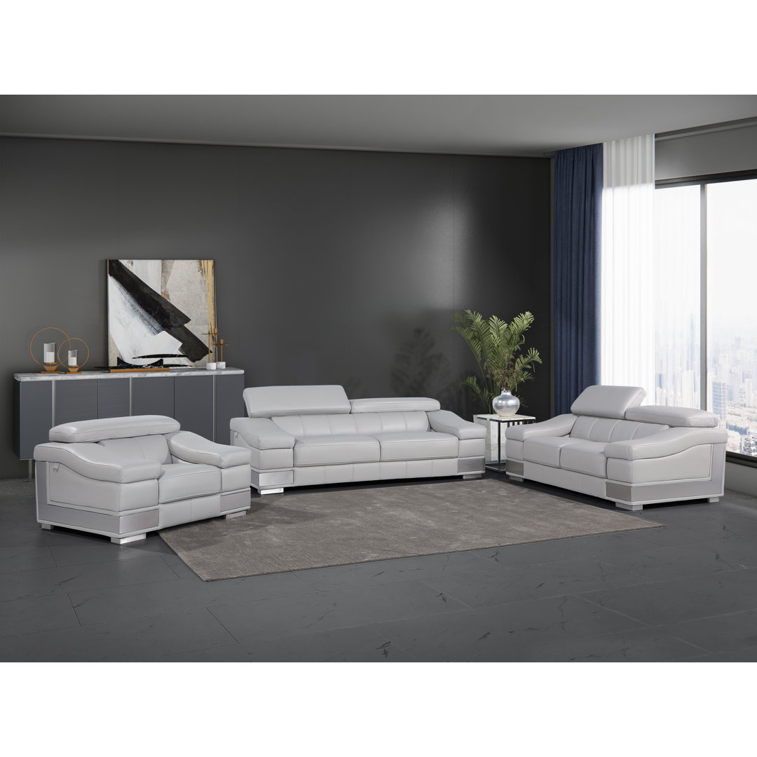 Hawkesbury Common 3 Piece Genuine Top Grain Italian Leather Living Room Set Orren Ellis Upholstery 