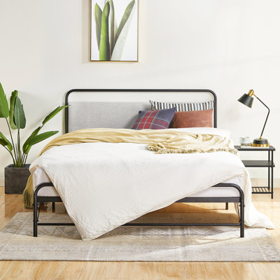Nomadi Bifold Metal Upholstered Platform Bed, Cloud Gray