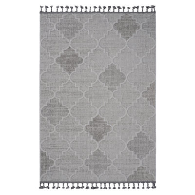 Loom & Collection Area Rug 5x7 White/grey Trellis - Stain , Non-shedding, Pet Approved, , Soft Underfoot, Multiple Sizes Indoor/outdoor Use, No Shedding, -, Various Colors Options