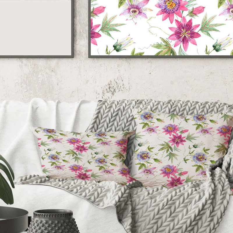 Housse et insert de coussin carré Passionflower Flowers, 18" x 18"