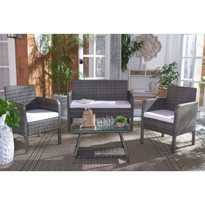 Aboka 4 Piece Rattan Sofa Seating Group with Cushions by Latitude Run