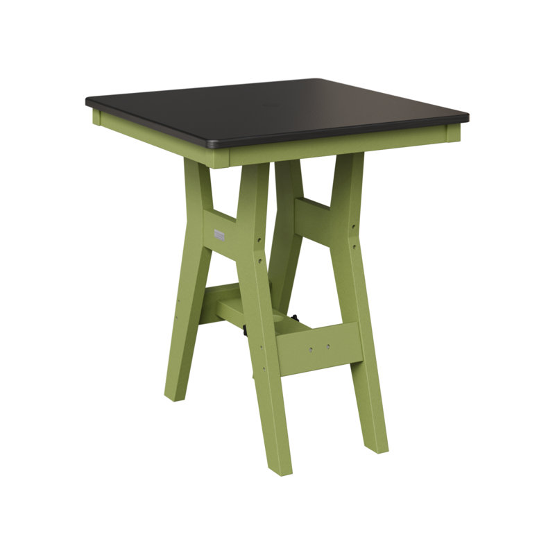 Table de bar carrée 28 po Berlin Gardens Harbor, H 38,87 po x l 28 po x P 28 po, Vert kiwi, Noir martelé
