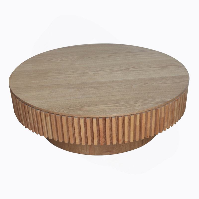 Table basse 39,37 "ronde avec rangement Table d'appoint moderne en placage de bois massif pour salon, chambre à coucher, appartement ou bureau, bois naturel