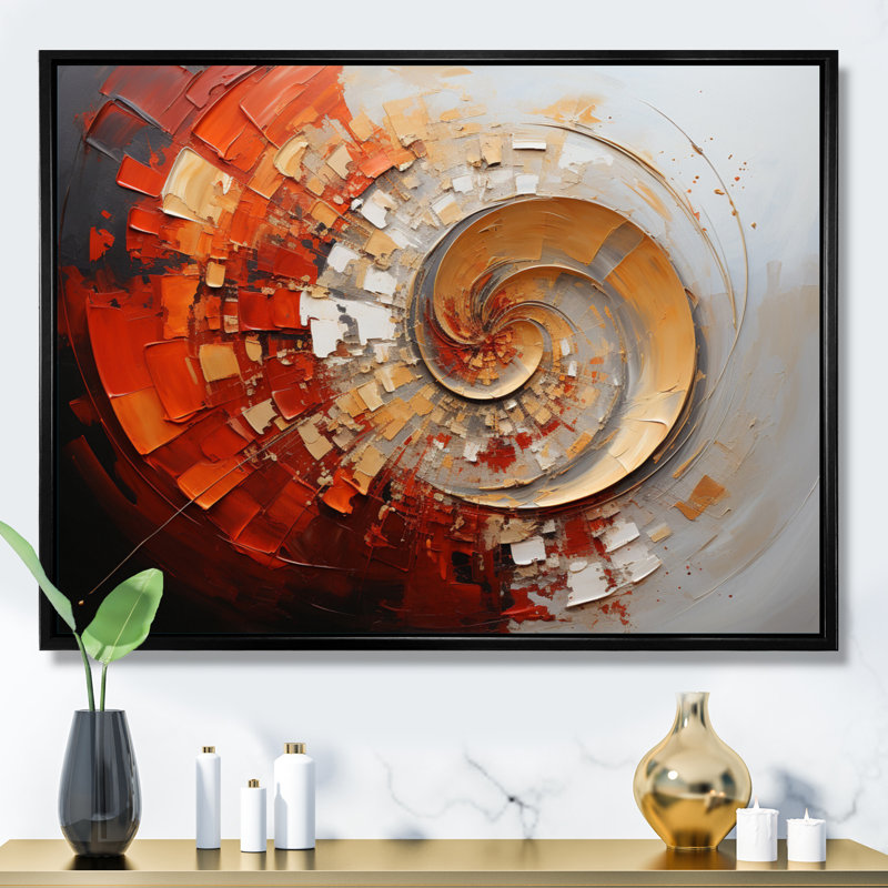 Energetic Spiralscape I - Abstract Spirals, impressions sur toile, Cadre flottant noir, H 30 po x l 40 po x P 1,5 po