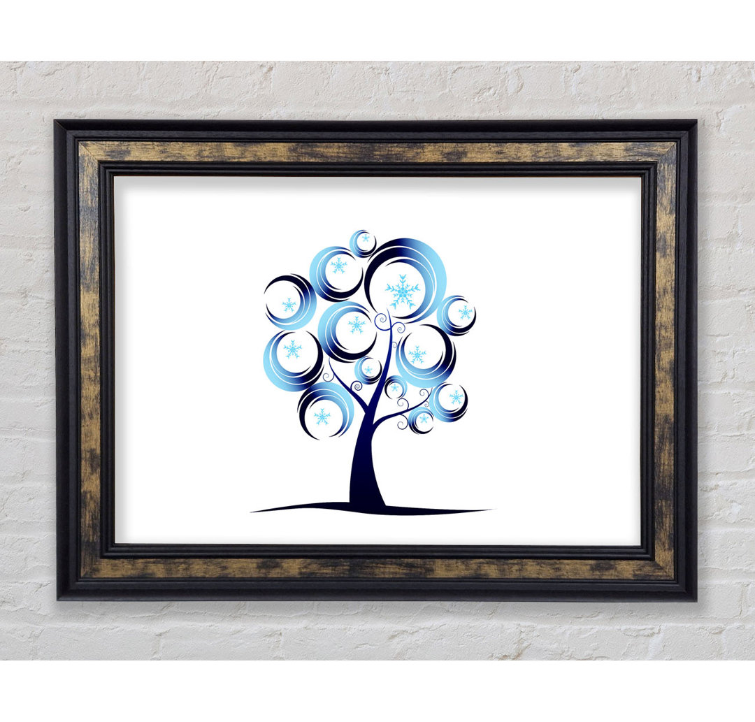 Gerahmtes Leinwandbild Blue Tree Abstract