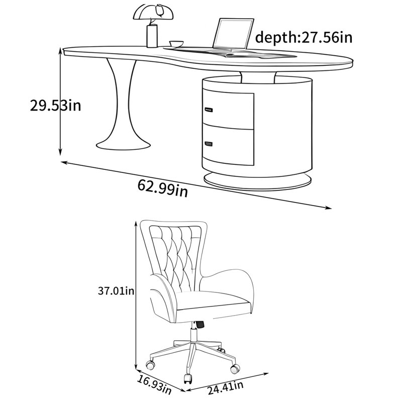 Bureau Bercht Free Form, H 29,53 po x l 62,99 po x P 27,56 po