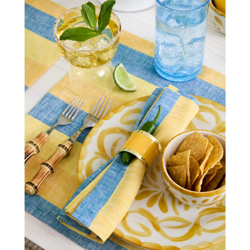 Cabana Stripe - 100% Pure Linen Dinner Napkins, Bright Summer Stripe