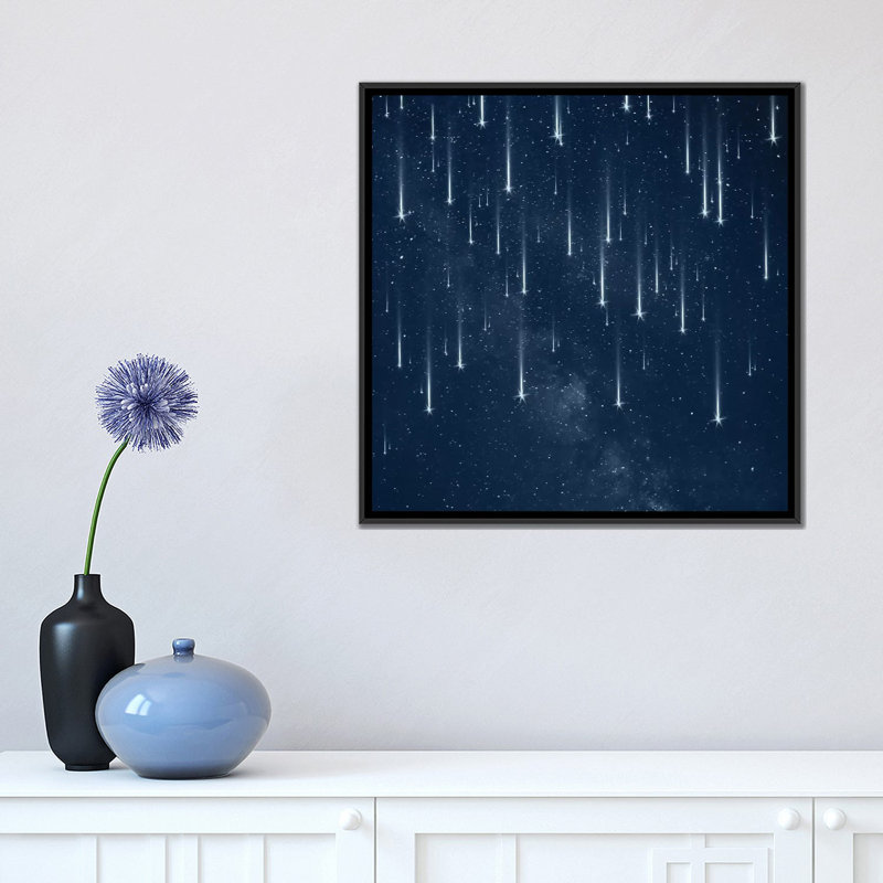 « chutes stars », impression sur toile, H 18 po x l 18 po x P 1,5 po, Toile avec cadre noir, Pas de tapis