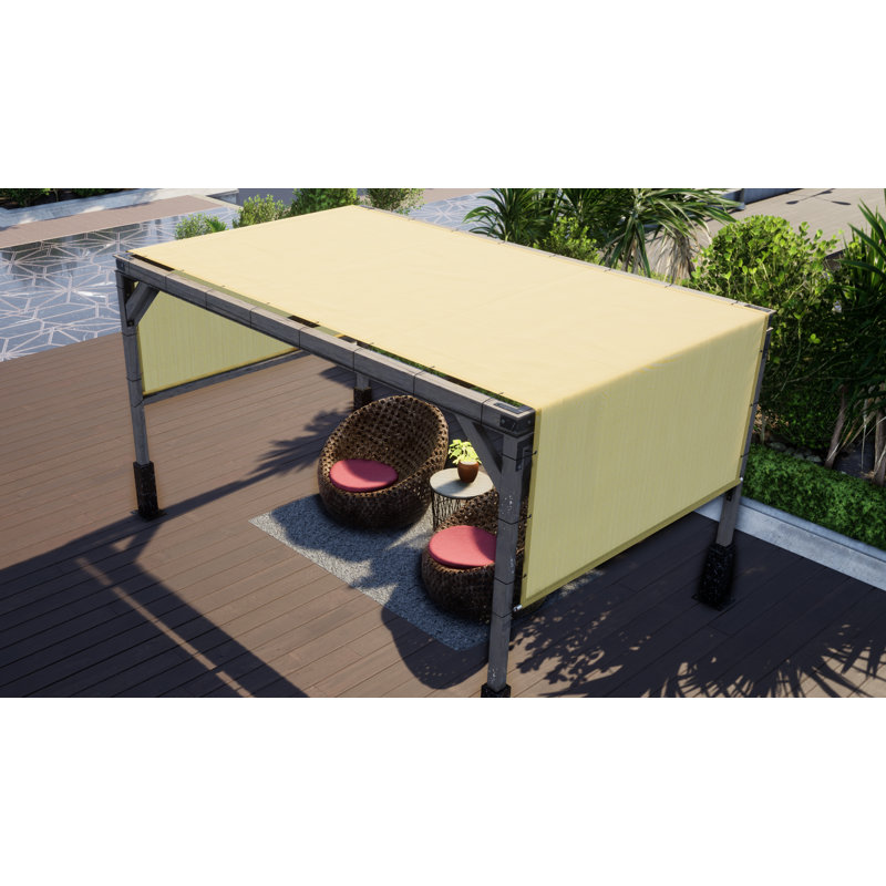Beige 10' x 20' HDPE Pergola Shade Canopy with Stainless Steel Rods