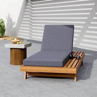 Ensemble de chaises longues, espace disponible d'un côté, bois d'acacia avec coussins de salon résistants à l'eau (gris foncé et 4 pouces d'épaisseur) - version crème assortie disponible