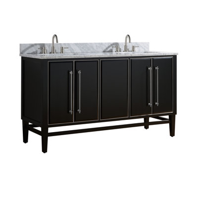 Mason 60" Double Bathroom Vanity with Carrara Marble Top