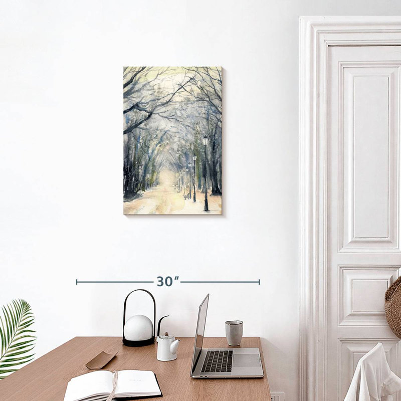 Wintry Park Path, 24" H x 16" W