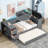 Gray Twin Daybed With Belt Storage, Trundle - Strong Wood Build Charging Ample Bedding Construction-148119388