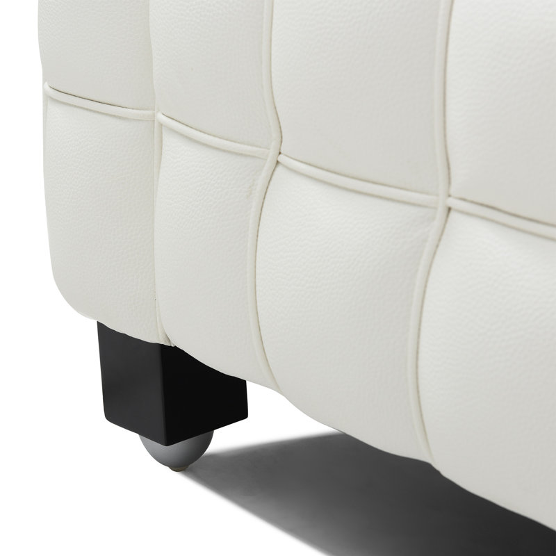 Canapé capitonné en cuir Latitude Run®, Crème