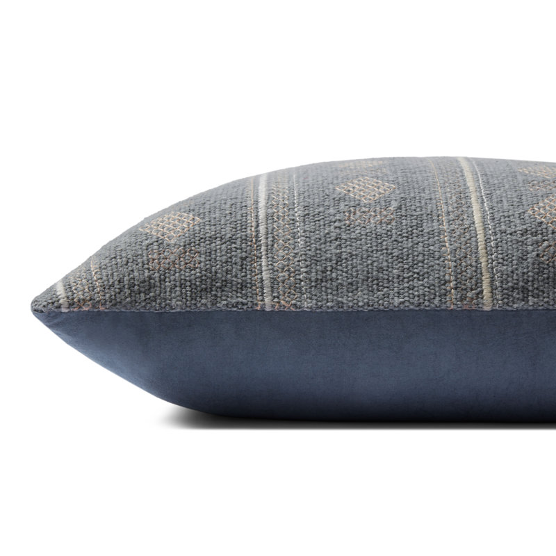 Denim Embroidered Cotton 22" x 22" Throw Pillow