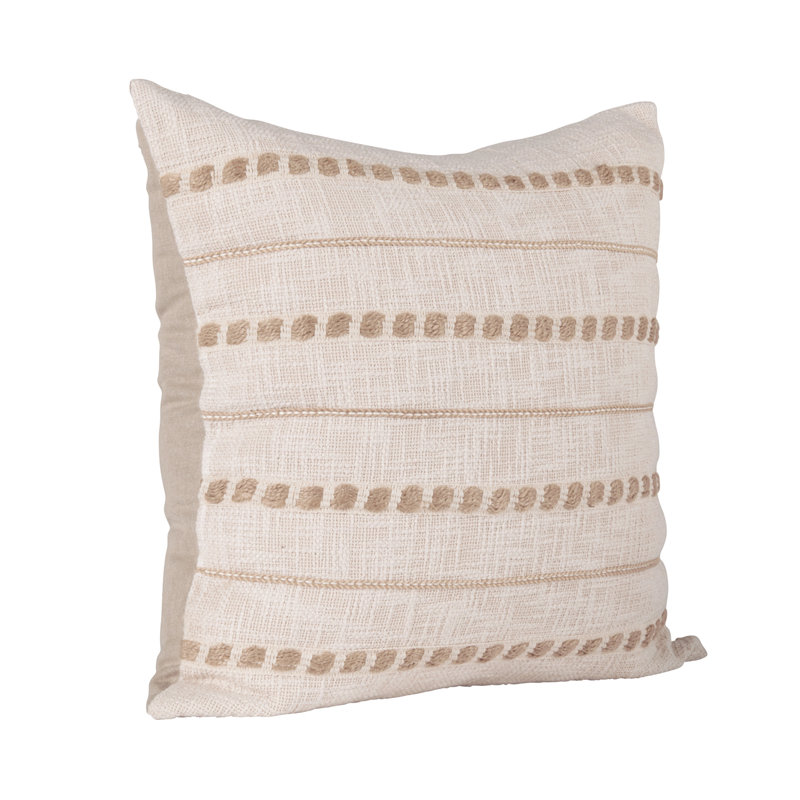 Lago 22" Cotton Weav Throw Pillow , Ivory/Natural
