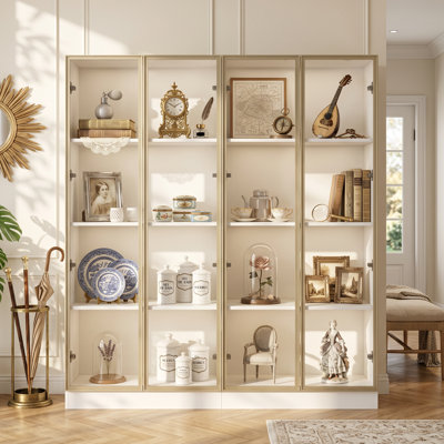 Vitrine à 4 portes en verre avec lumière DEL ajustable Ouimé